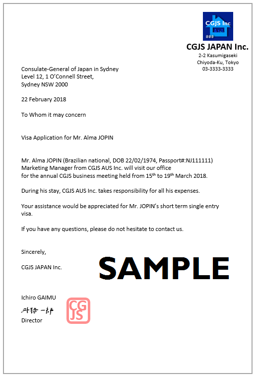 Sample Cover Letter Japan Visa Perfect Display Stylish